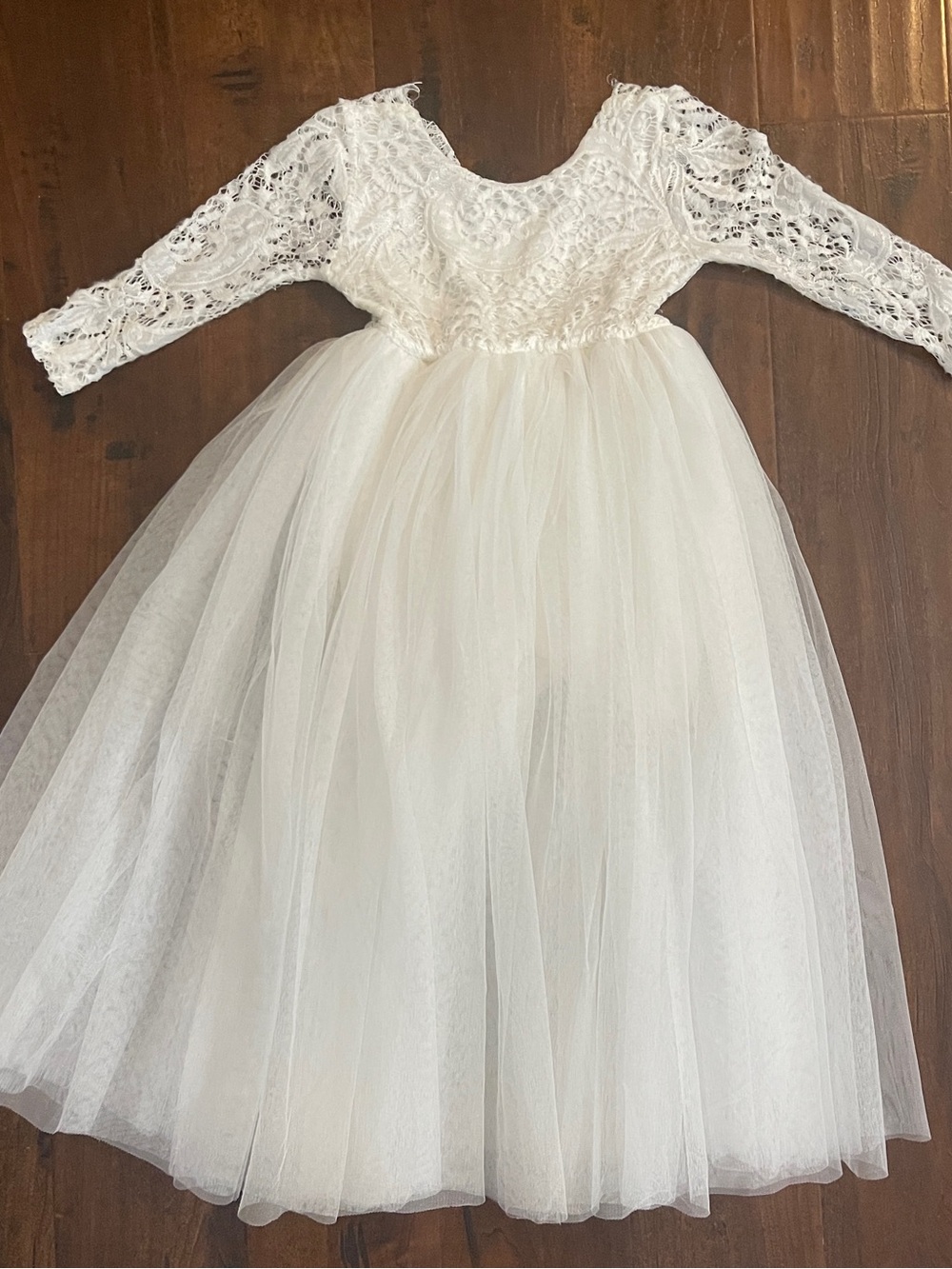 White Lace & Tulle Flower Girl Dress